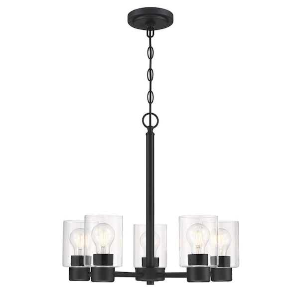 Westinghouse Chandelier 60W 5Lght Sylvestre, Matte Black Clear Glass 6115300 - main
